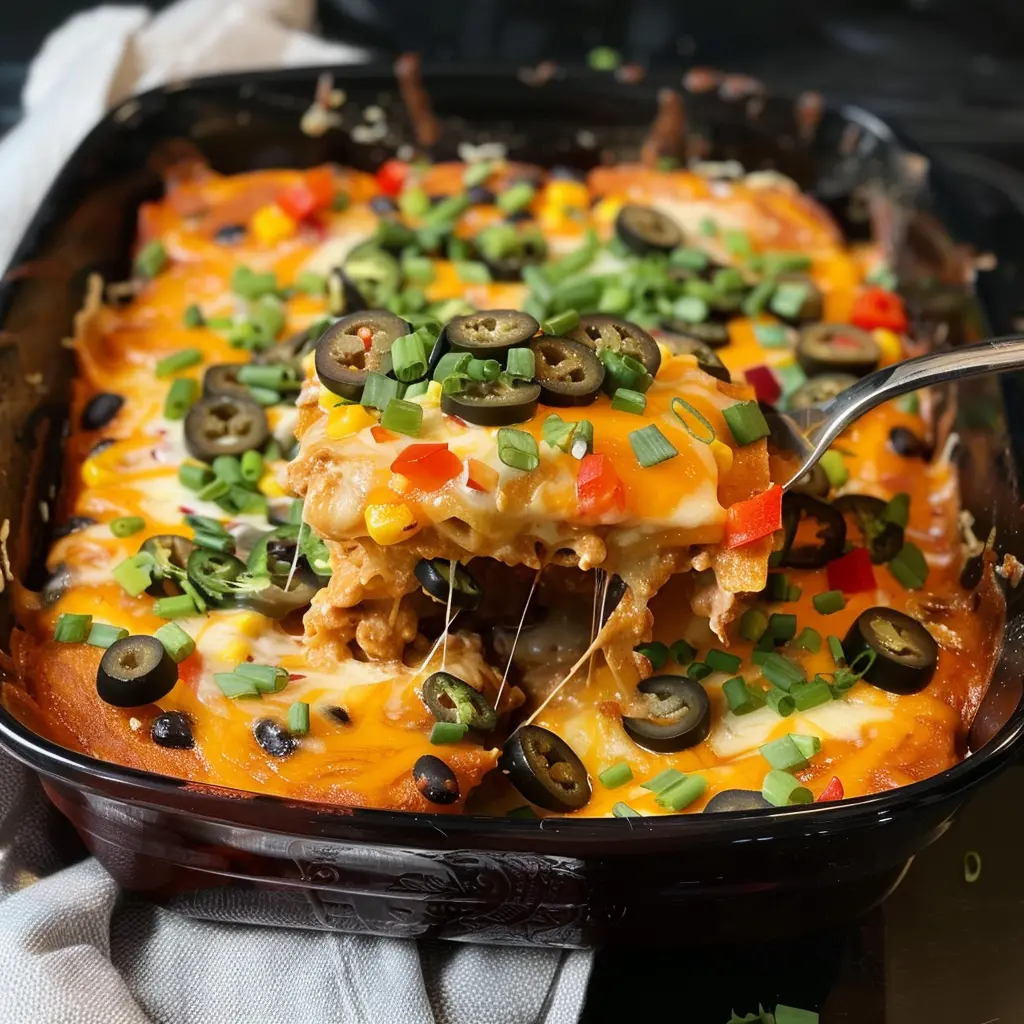 Vegan Cheesy Mexican Tortilla Bake